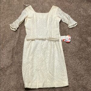 Vintage 1960s  Ivory Lace Dress with Belt